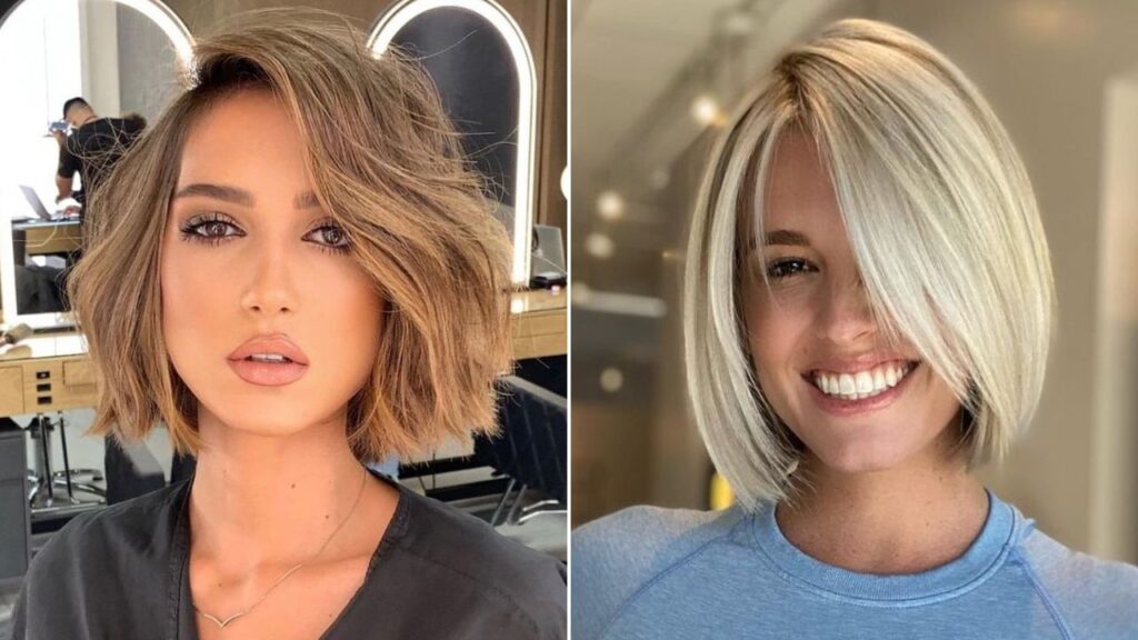 Chin-Length Angled Bob with Side Sweep