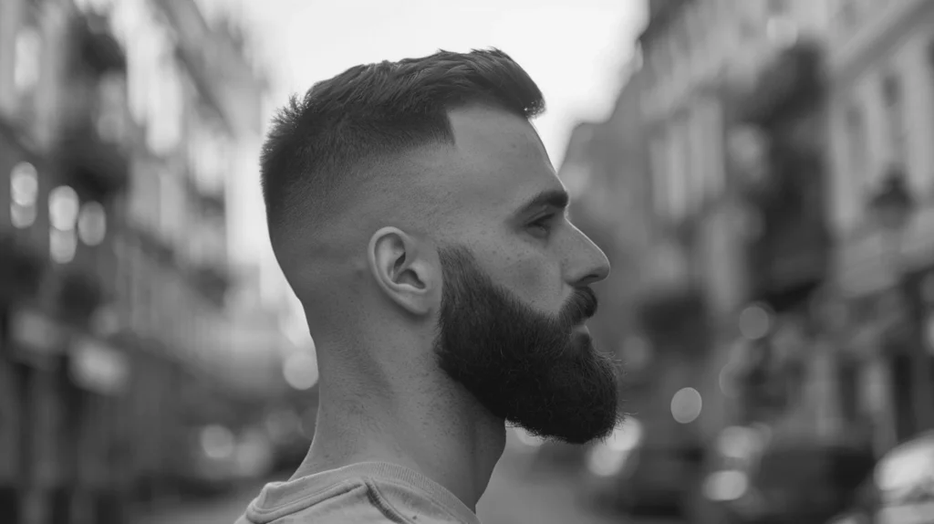 High Fade with Full Beard Style