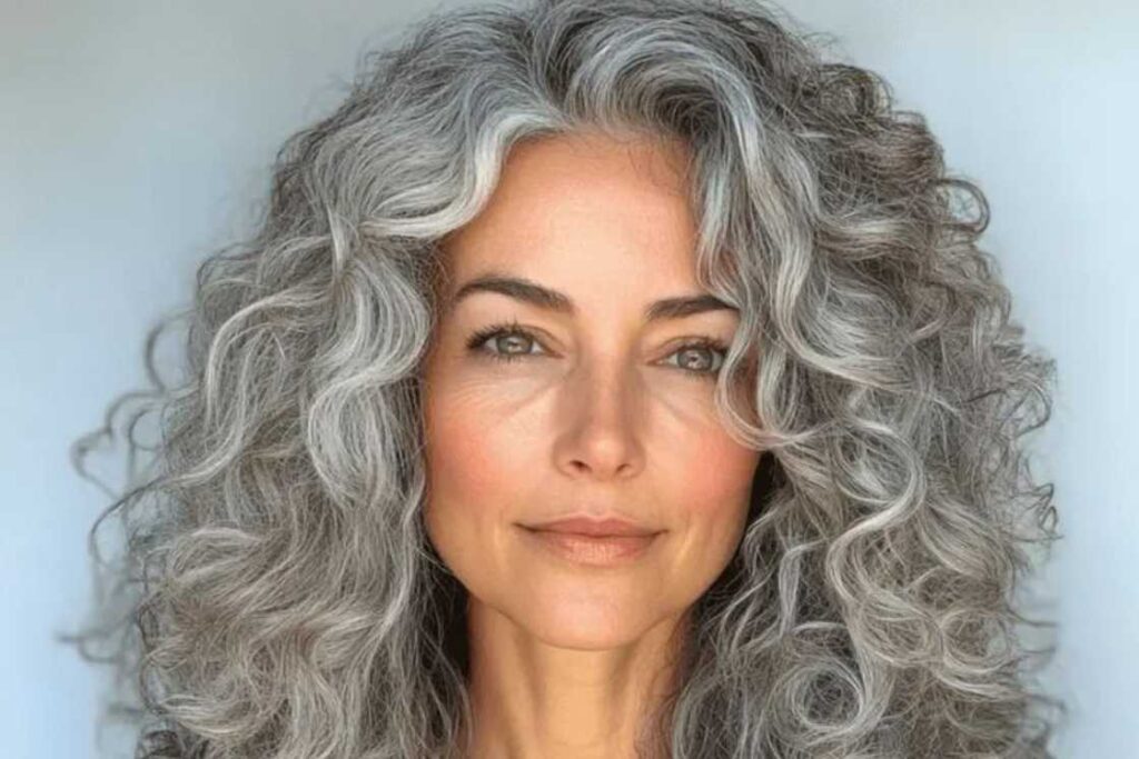 Shoulder-Length Natural Gray Curls