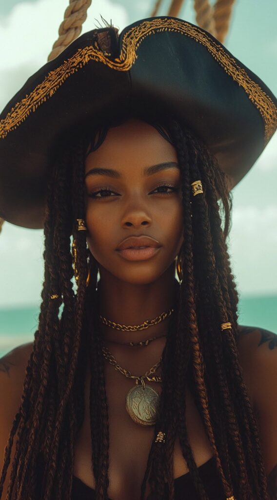 Bold Pirate Hairstyle Braids with Classic Bandana