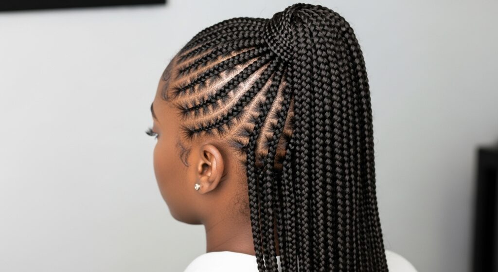 Box Braids Ponytail with Wrapped Base