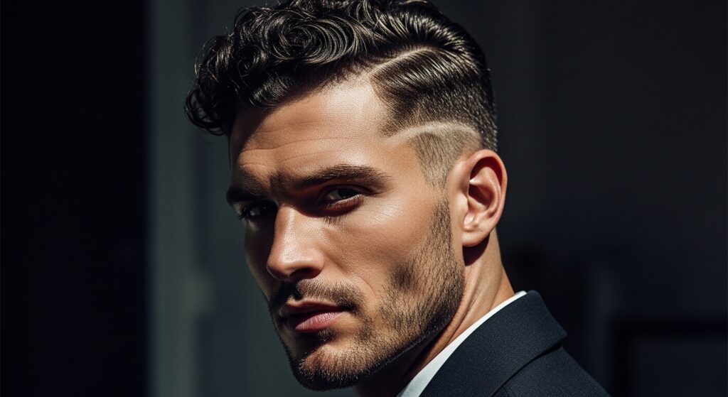 Curly Hair with Hard Part