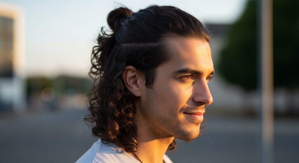 Curly Top Knot (Half Up)