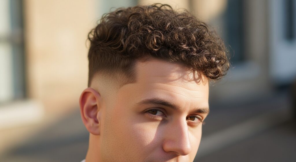 Curly Top with Low Skin Fade Undercut
