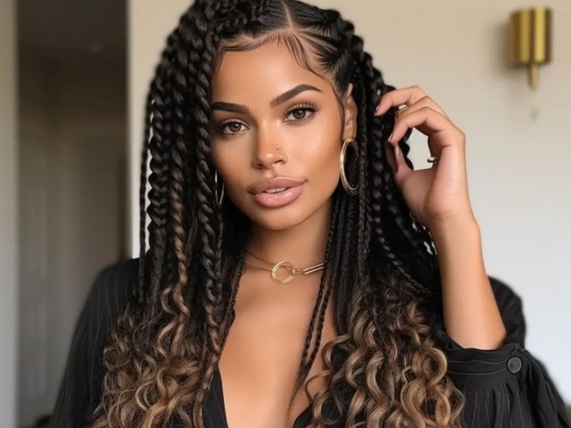 Dark Pirate Hairstyle Waves with Side Braids