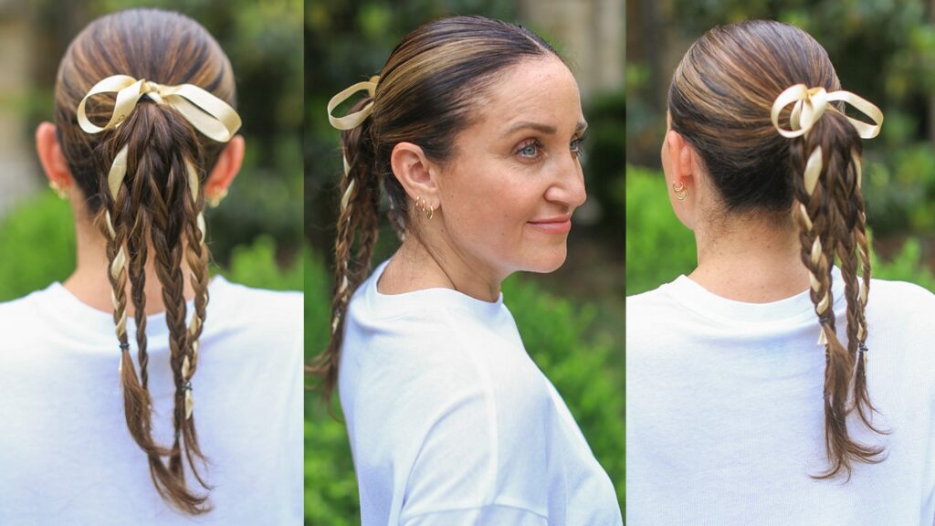 Elegant Braided Ponytail with Bows