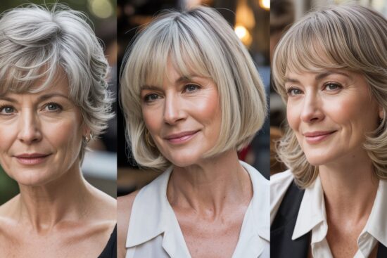 Elegant Haircuts for Women Over 70 Featuring Beautiful Bangs