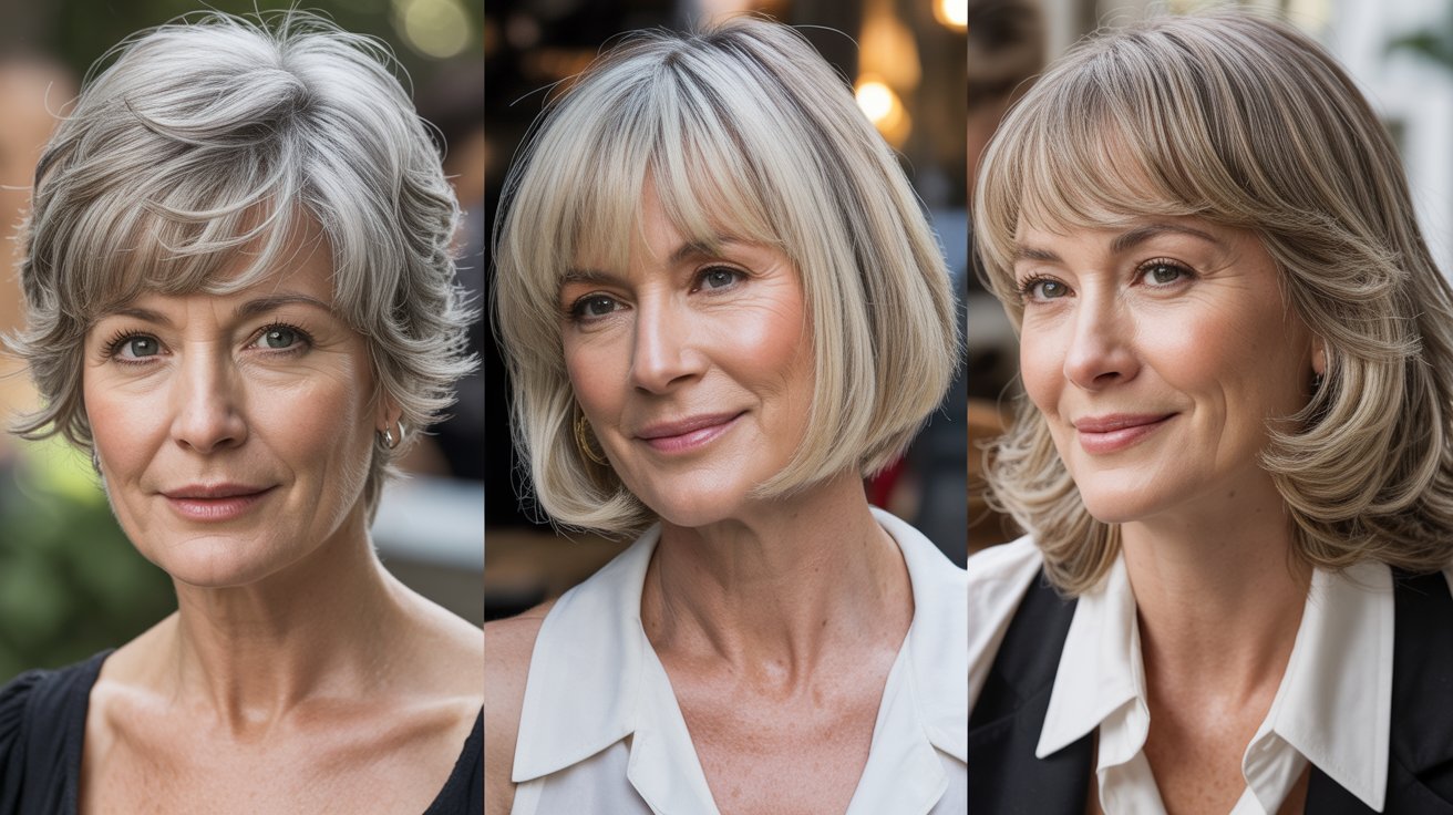 Elegant Haircuts for Women Over 70 Featuring Beautiful Bangs
