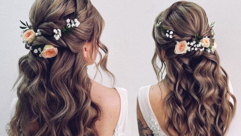 Floral Wavy Half-Updo