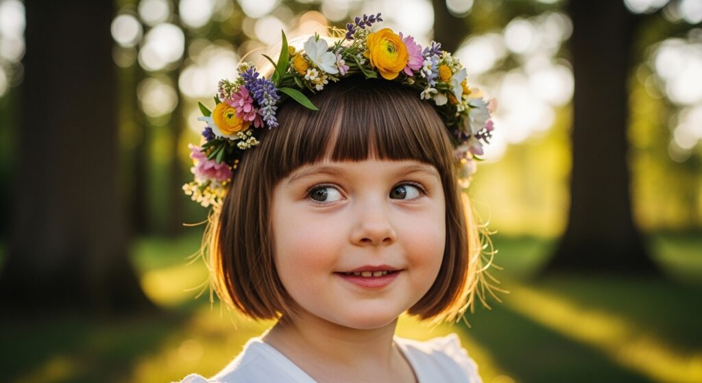 Flower Crowns with Short Bangs