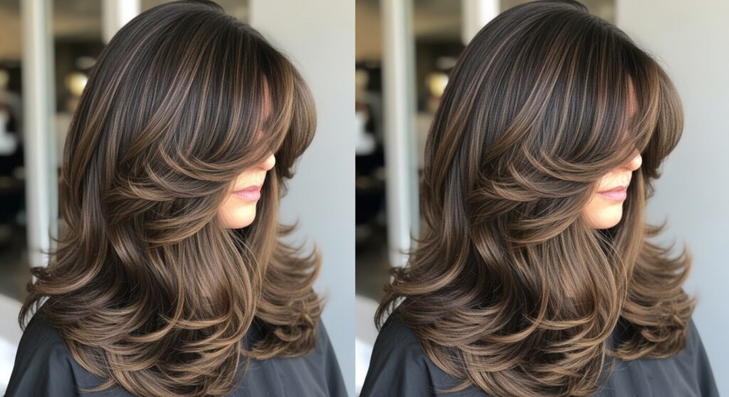 Thick Layered Hair with Face-Framing Layers