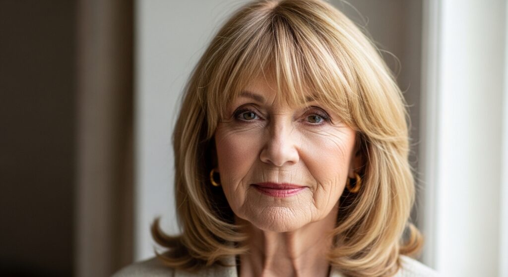 Layered Golden Blonde with Wispy Bangs