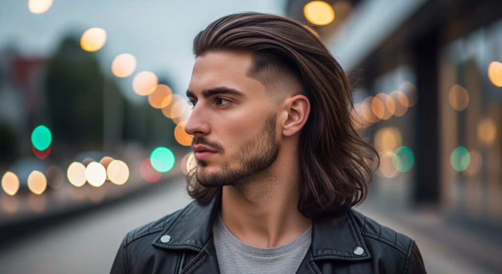 Long Hair Undercut with Mid Fade