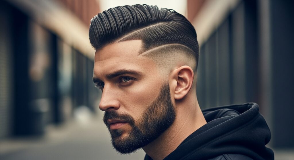 Long Hair Undercut with Slick Back and Side Fade