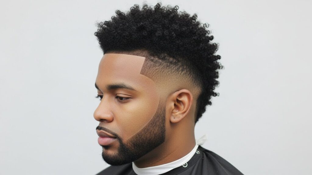Low Taper Fade with Curly Mohawk