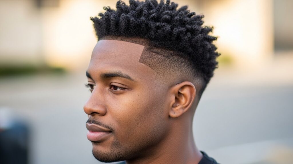 Low Taper Fade with Short Curly Top