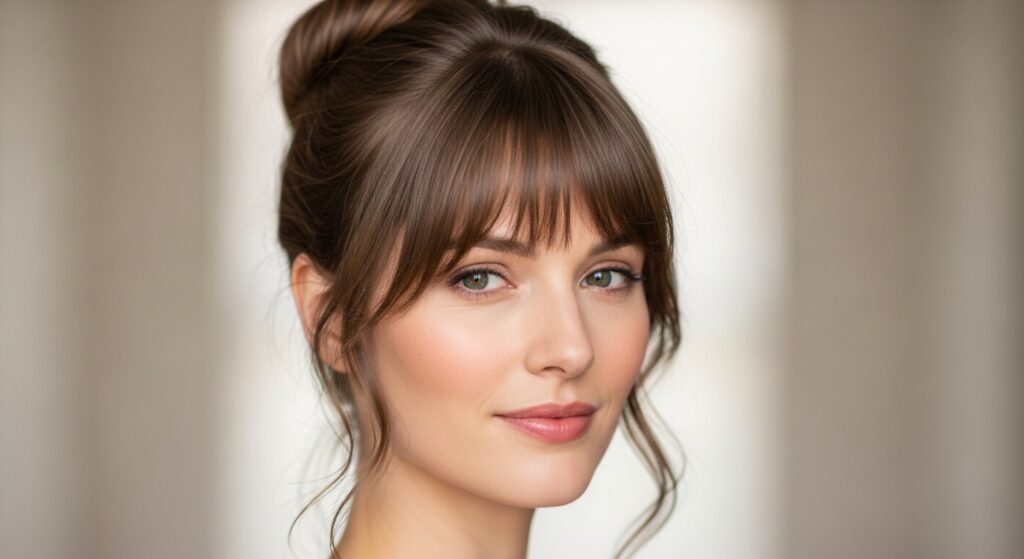Miranda Kerr Simple Bun with Loose Bangs