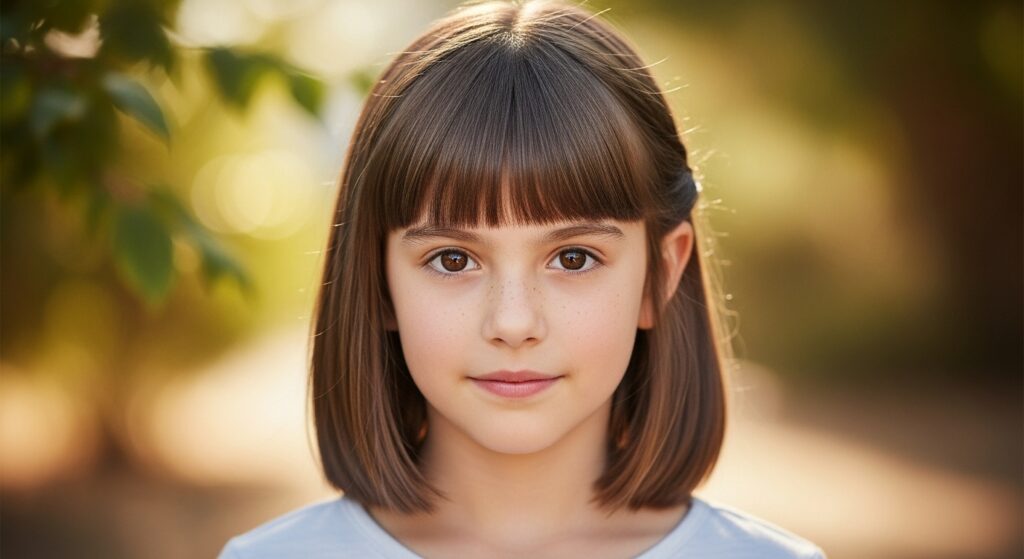 Short Bangs with Medium Length Hair