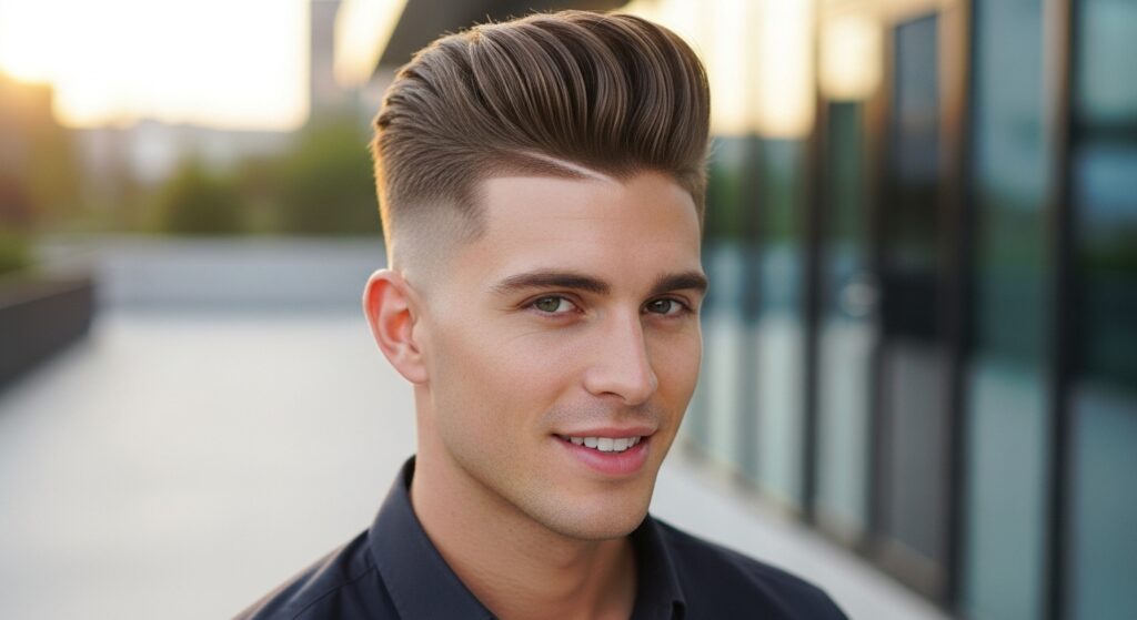 Side Part with Pompadour Fade