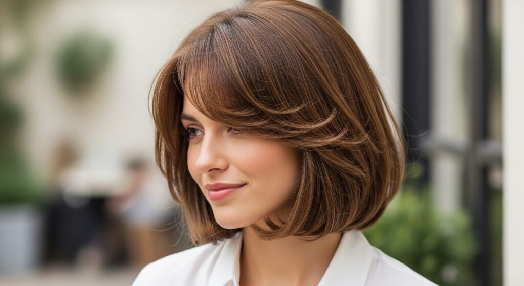 Soft Bob with Side-Swept Bangs