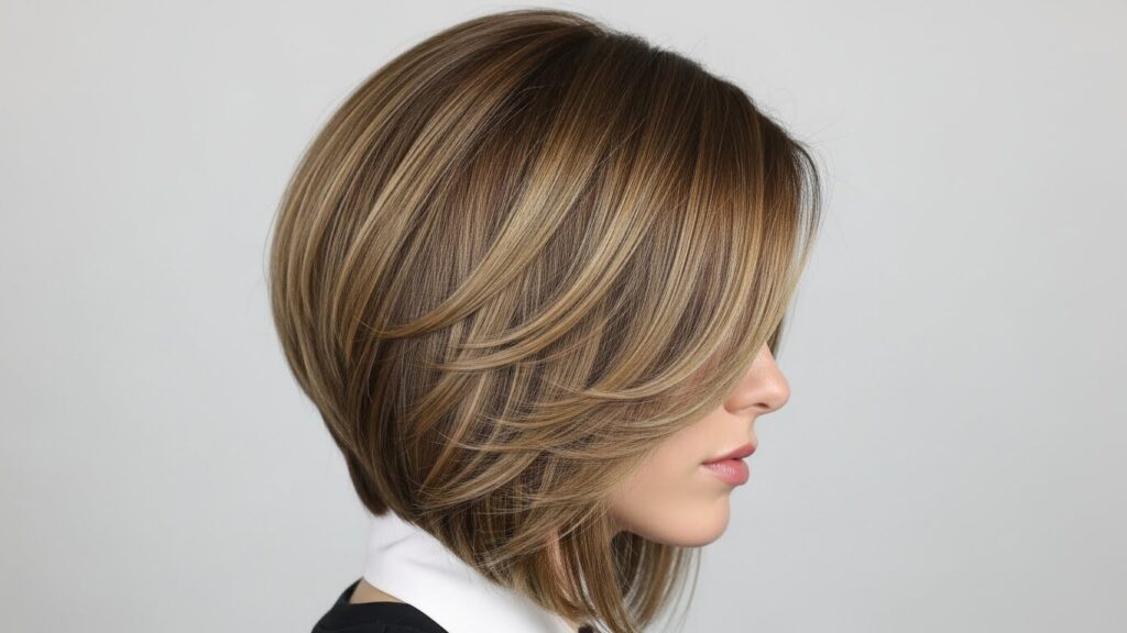 Soft Layered Angled Long Bob