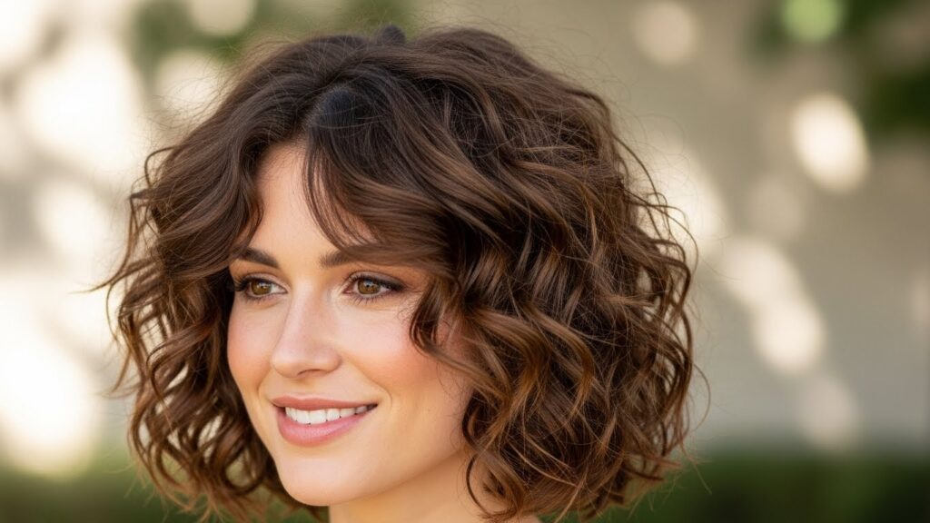 Soft Layered Lob for Curly Hair