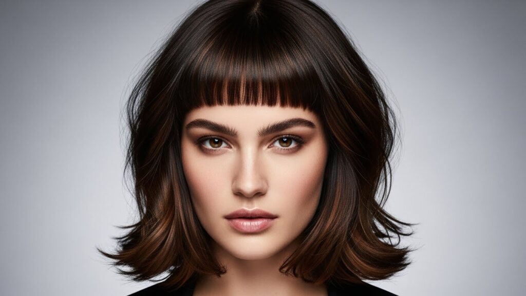 Soft Layered Lob with Micro Bangs