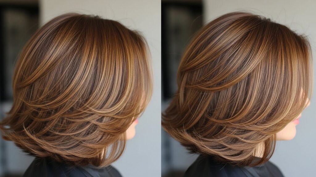 Soft Layered Long Bob with Flipped Ends