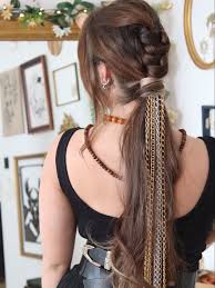 Textured Pirate Hairstyle Ponytail with Beaded Braids