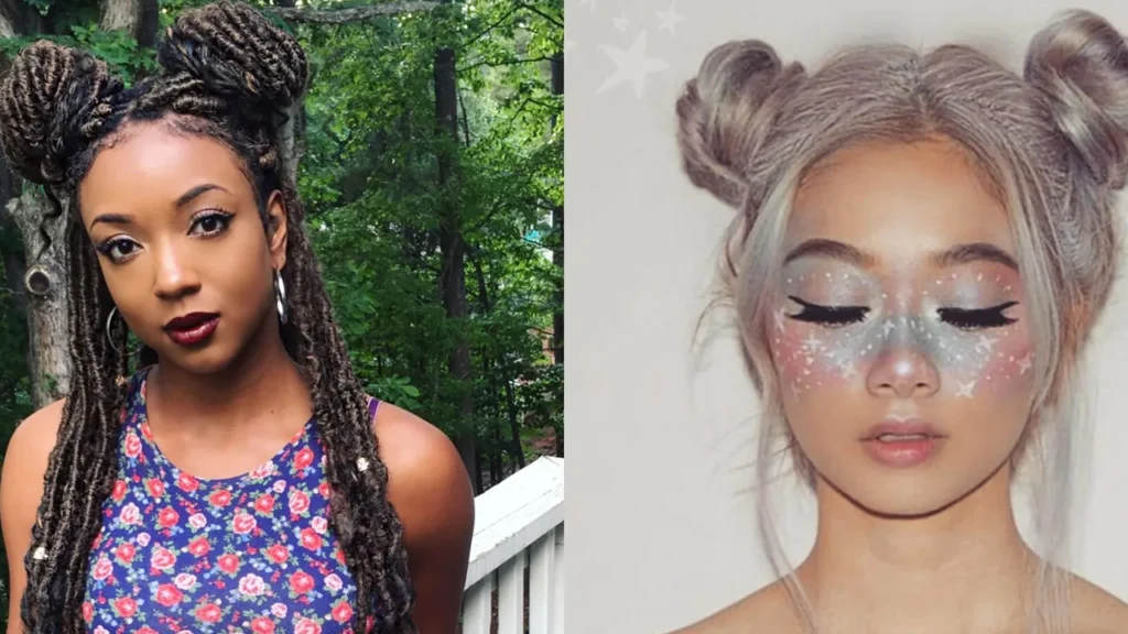  Twisted Space Buns with Glitter