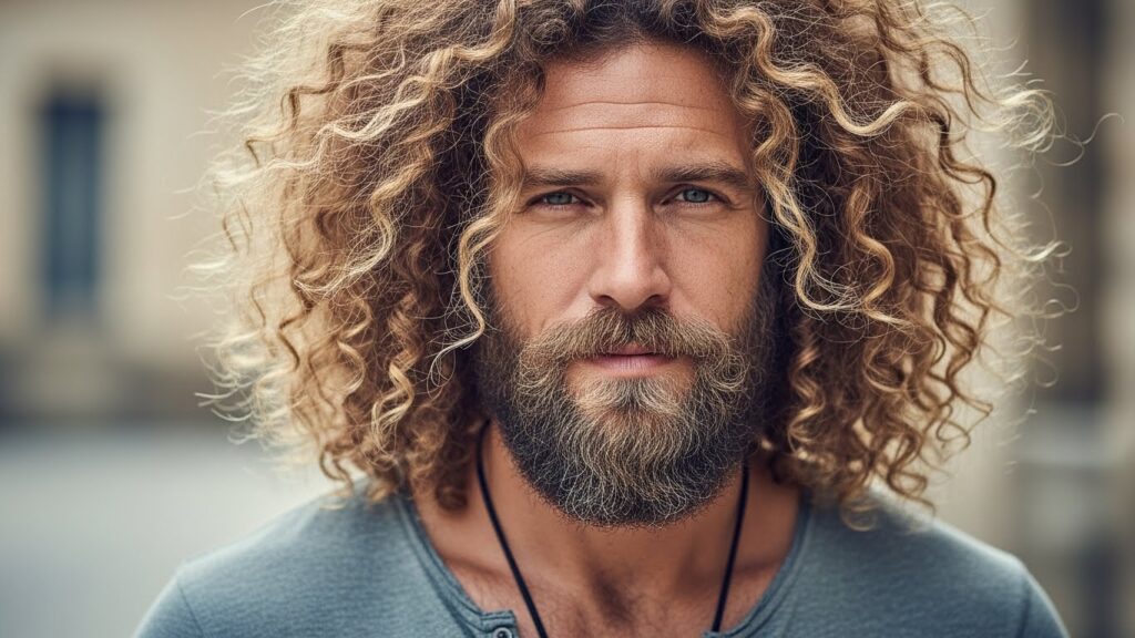 Blonde Curls Bearded Style