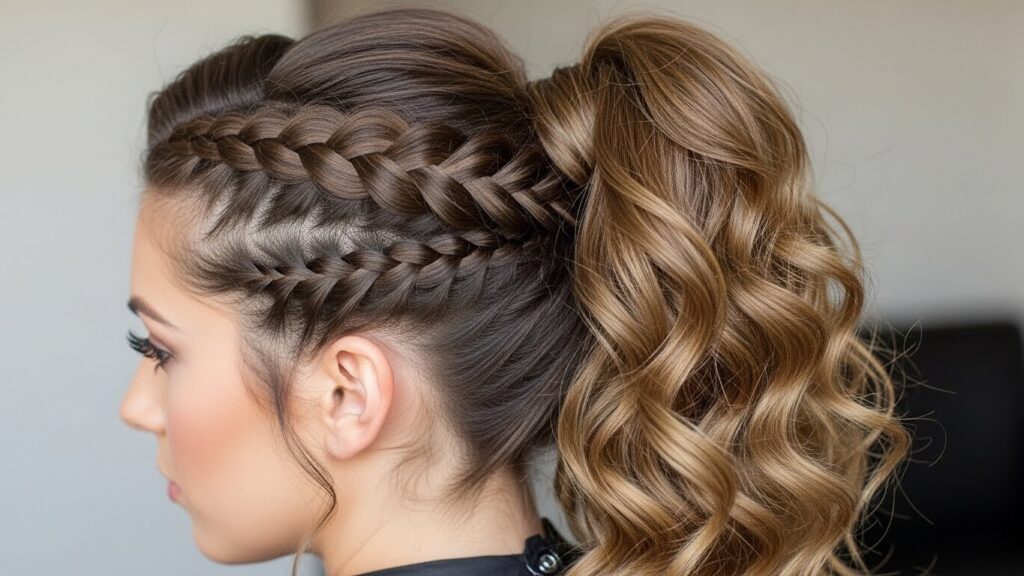 Braided Ponytail with Defined Curls