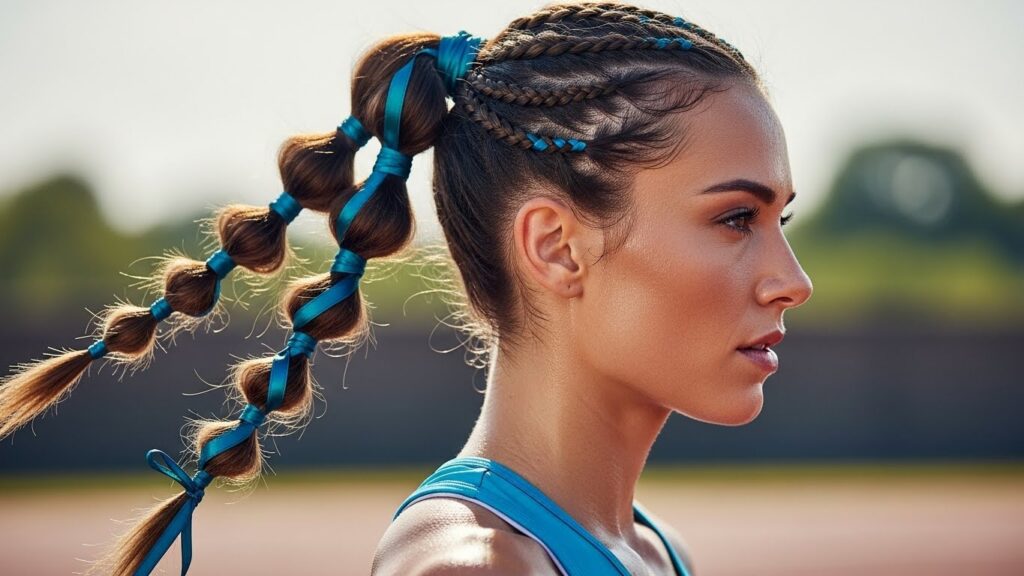 Bubble Braided Ponytail with Ribbon