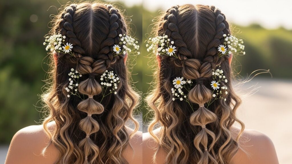 Bubble Braids with Loose Waves