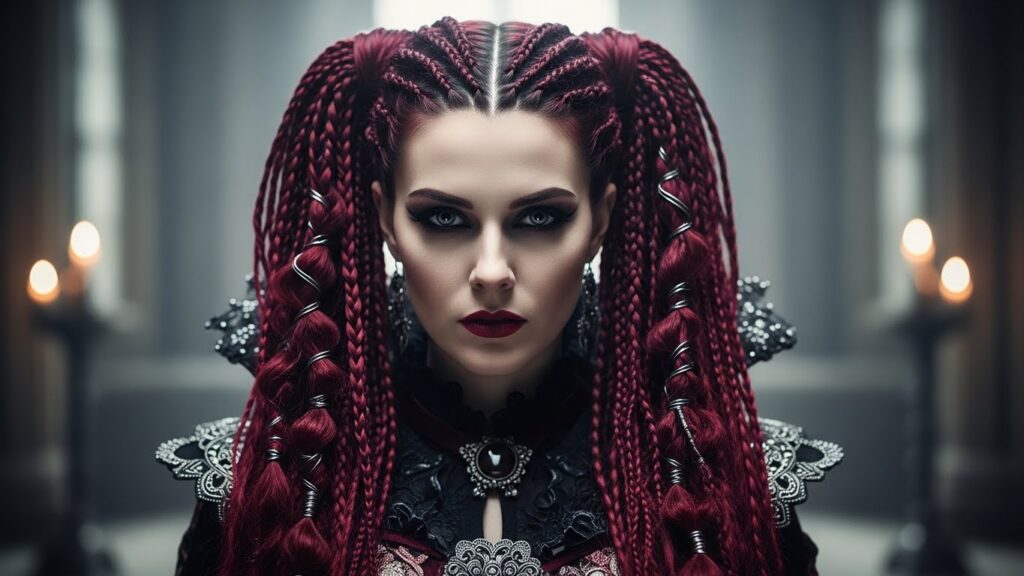 Crimson Braided Pigtails