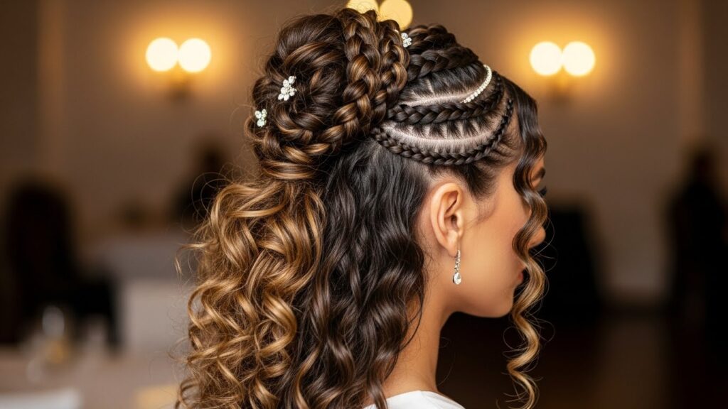 Curly Half-Up Braids