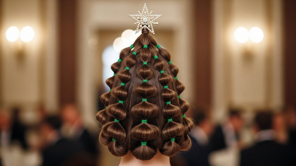 Elegant Bubble Tree Style with Green Ties and a Star-Shaped Top