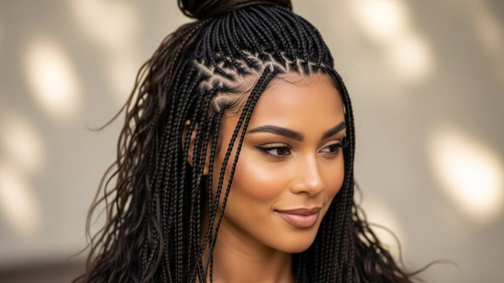 Half-Up Micro Braids Layers