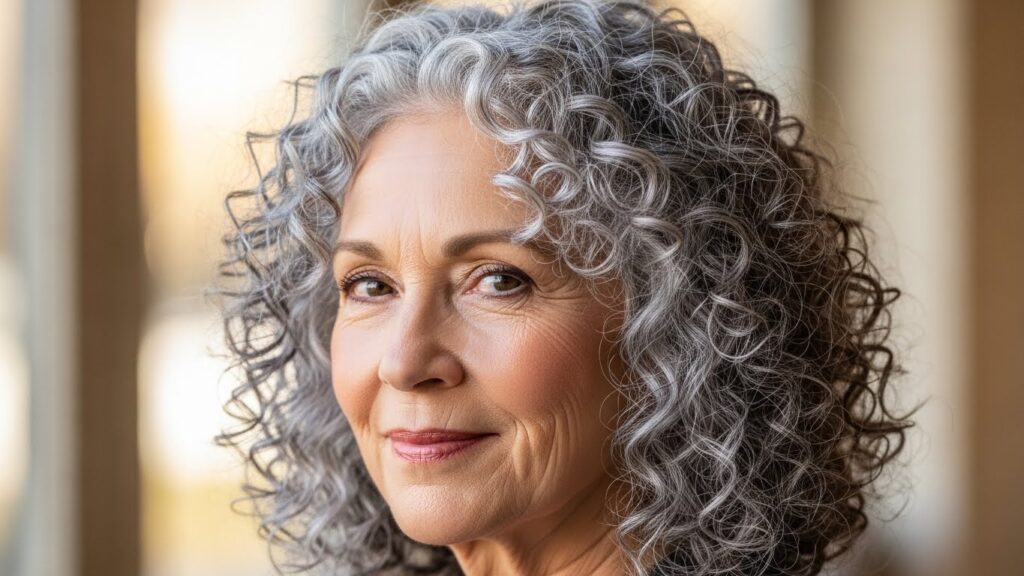 Natural Curly with Silver Highlights