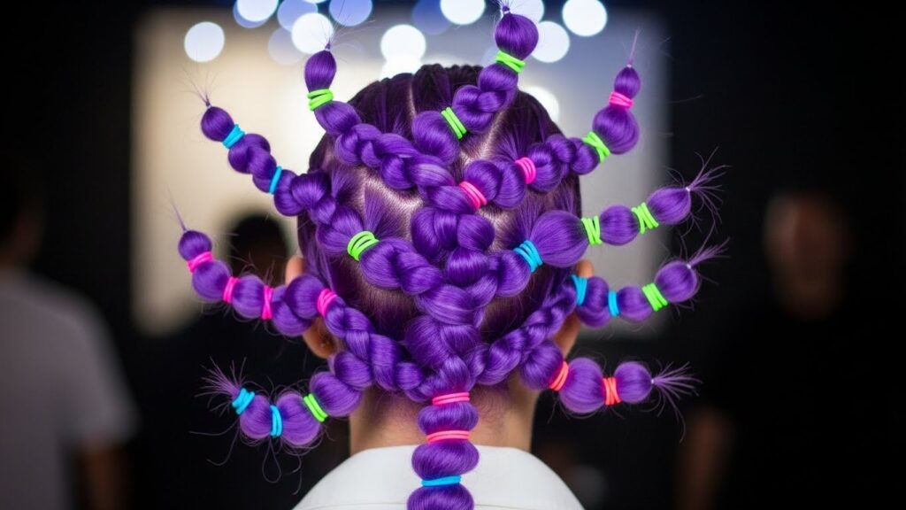 Purple Party Tree Style with Bright Neon Ties for a Modern Look