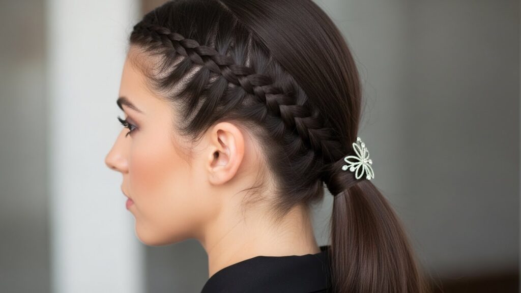 Side Braid with Low Ponytail
