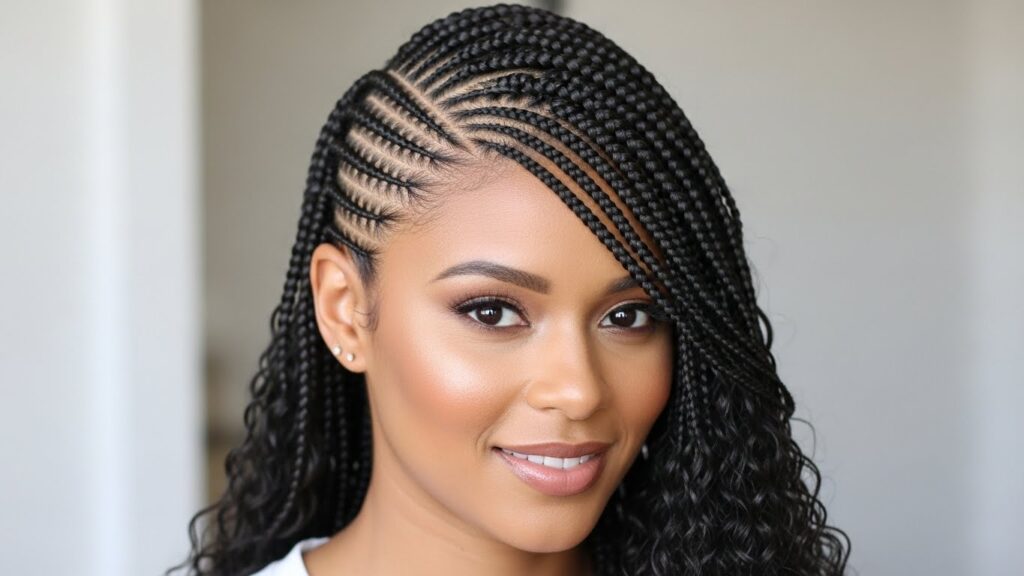 Side-Swept Cornrow Braids