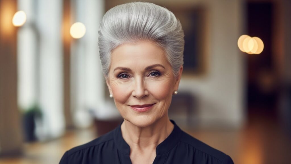 Sleek Silver Pompadour