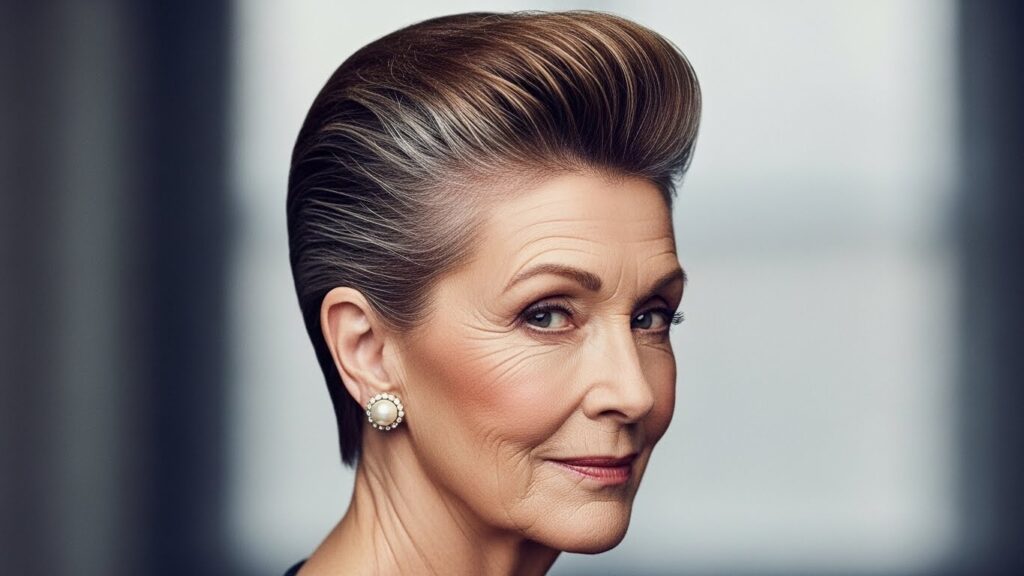 Slicked-Back Pompadour with Shine