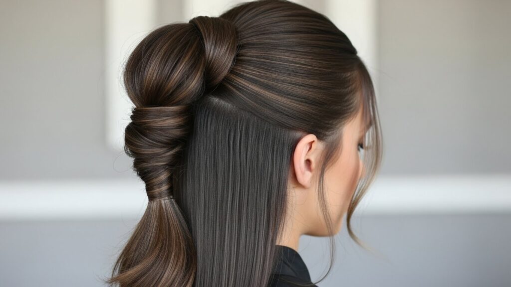 Textured Half-Up Pony with Straight Hair