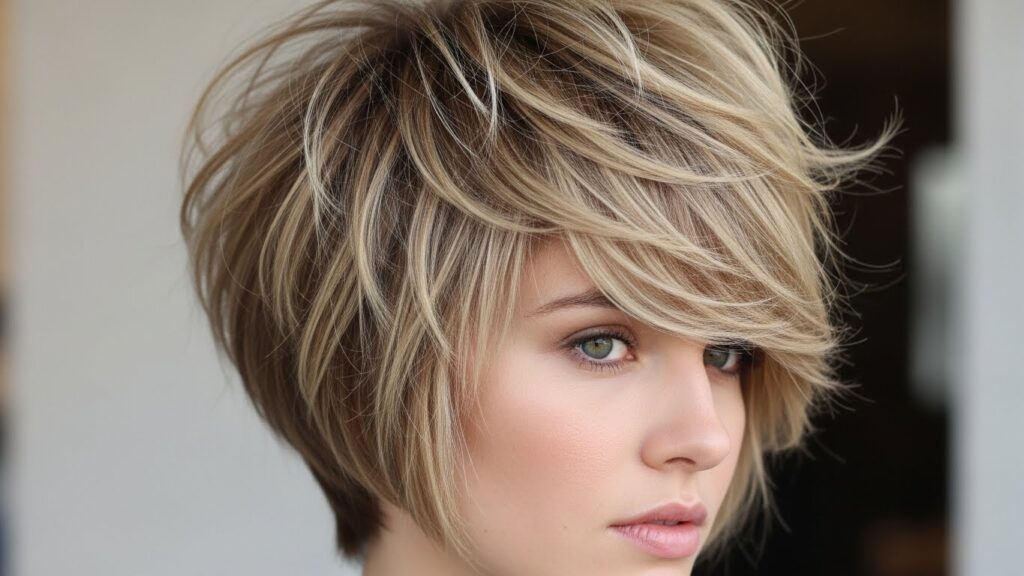 Textured Wolf Cut Side Bangs