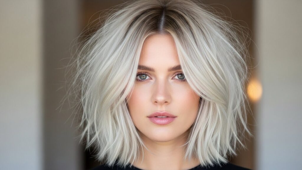Tousled Platinum Bob