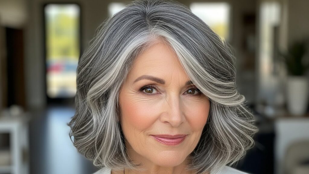 Wavy Bob with Silver Highlights