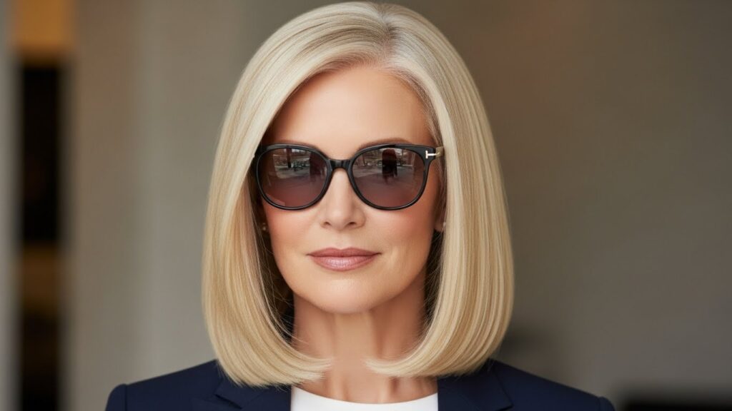 Straight Blonde Blunt Lob